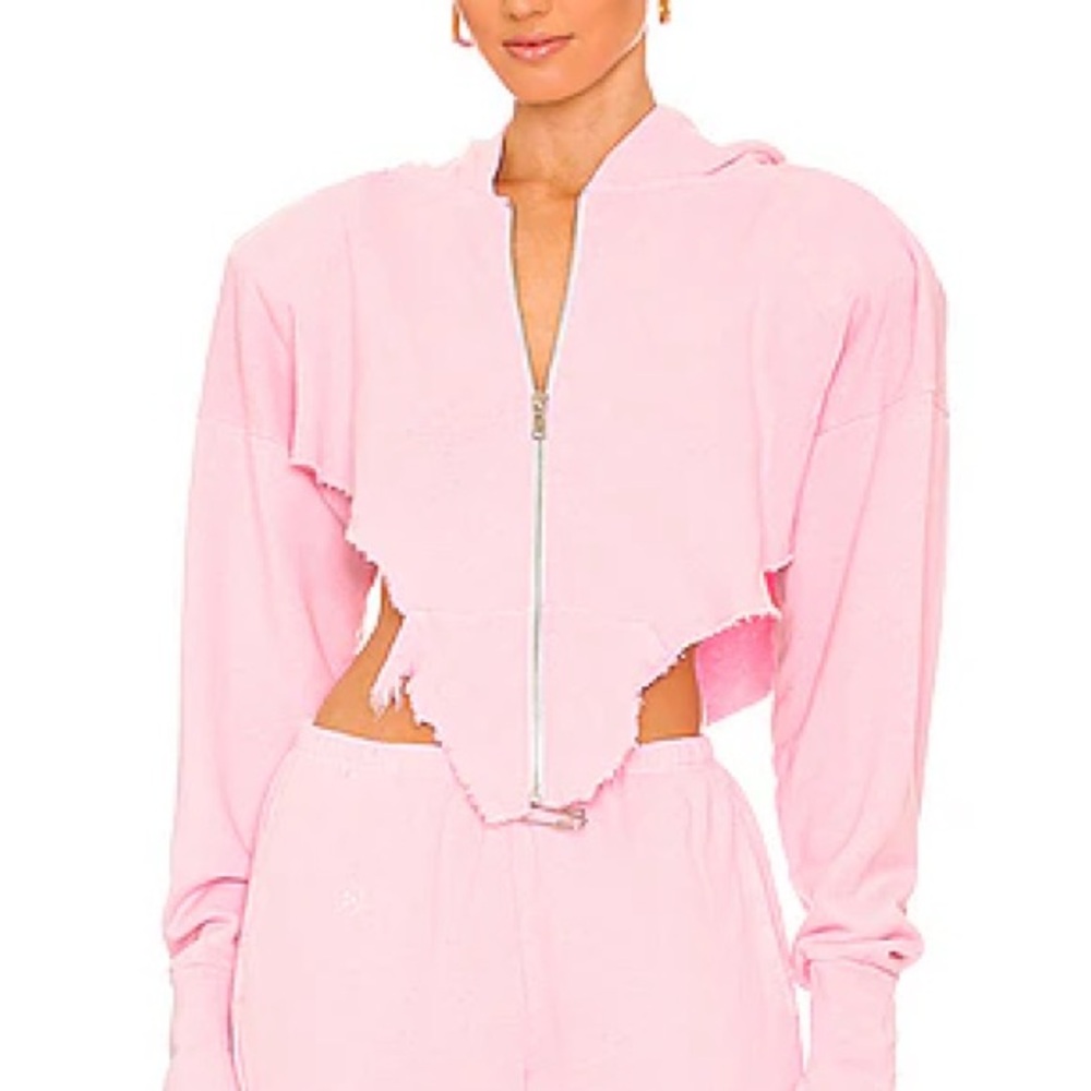 Sami Miro Vintage Pink Cropped Hoodie